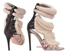 Womens's Roma Stilettos High Heel Shoes Open Toe Hollow Out Pearls Sandals CHIC