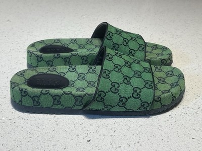Gucci Green Canvas Platform Slide 9 G 9.5 US | eBay