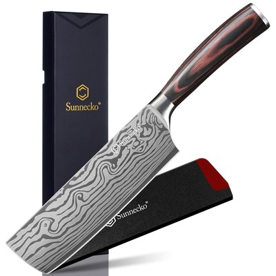 Nakiri Knife 7 inch,High Carbon Stainless Steel Cleaver Knife,Ultra Sharp Coo...