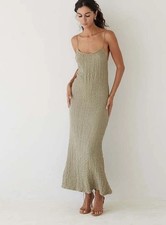 Bahhgoose Size XS / S Nuage Everyday Classic Dress Sage Colour Stretchy Midi