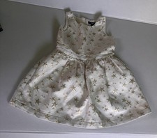 GapKids Fit & Flare Ivory Gold Star Party Dress XS 110 Sleeveless Holiday