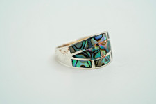 Vintage Sterling Silver Abalone Ring Size 7.75 JB35