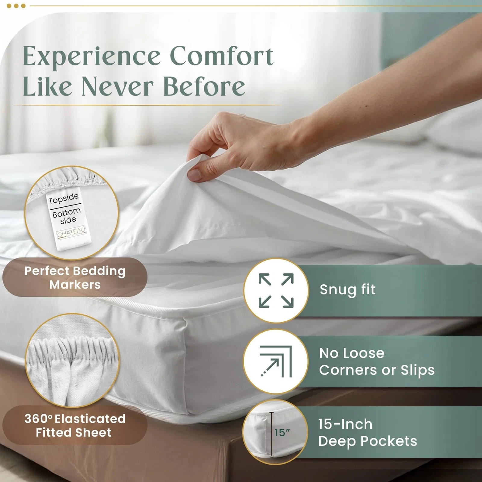 Chateau Home Collection 800-Thread-Count Egyptian Cotton Sheet Set - Thumbnail 2