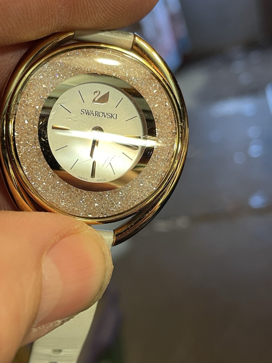 Swarovski 5230946 Crystalline Oval Rose Gold White Strap Watch | eBay