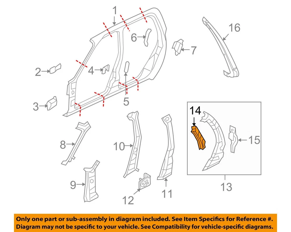 07-10 Explorer Sport Trac Lock Pilar-Reforço 7A2Z7828365A Esquerdo Ford OEM - Imagem 4 de 4