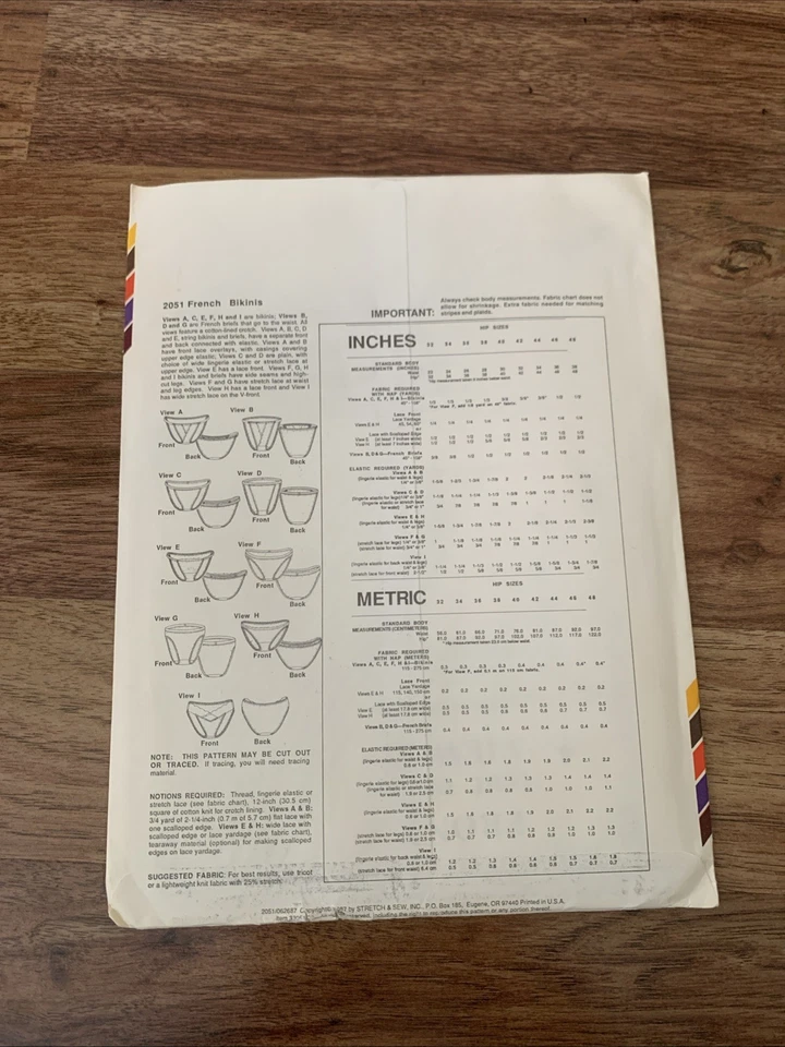 Stretch & Sew Sewing Pattern 2051 Retro French Bikini Panty Lingerie 32-48 UNCUT - Image 4 of 4