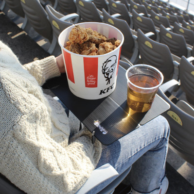 2PCS Portable Stadium Table for Seat Foldable Snack Tray Cup Holder Hands-Free
