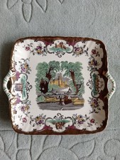 Vintage Mason's Ironstone China Square Cake Plate & Handles Leeds Range 1932