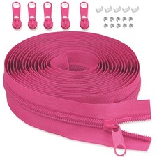 3 Nylon Zipper Tape for Sewing:4 Yard Continuous Rose Red Long Zippers Roll ...
