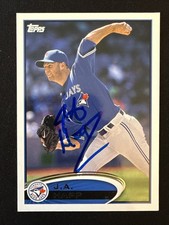 2012 Topps Update J.A. Happ Signed Card US286 Blue Jays Autograph Auto