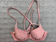 Shade  Shore Womens Medium 8/10 Pink Sparkle Underwire Bikini Top