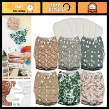 Reusable Pocket Cloth Diapers 6 Pack with 5-Layer Inserts, AWJ Lining - Eco-Frie