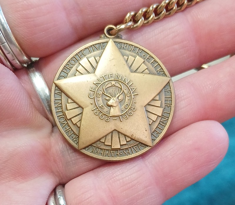 Vintage Elks Lodge 1868-1968 B.P.O.E. Bronze Centennial Key Chain