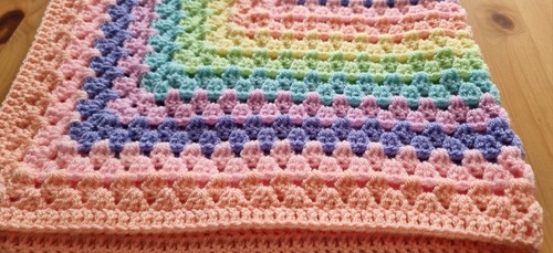 Handmade Crochet Baby Blanket PASTELS Baby Shower Gift Newborn Acrylic 69cmx69cm - Picture 10 of 17
