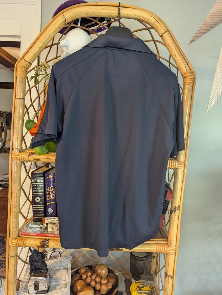 NFL Team Apparel Chicago Bears Golf Polo Navy Blue Orange Shirt Men's Large - Image 2 of 4