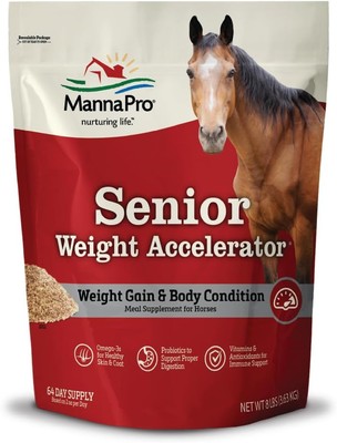 Manna Pro Weight Accelerator for Senior Horses | Made with Omega 3 Fatty 8 lb 