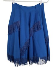 Vintage Western Collection Skirt Blue Fringe Line Dancing 25" Waist