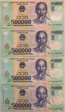 3,000,000 Vietnamese Dong 6 x 500K - Authentic VND Polymer Notes - 3 MILLION VND