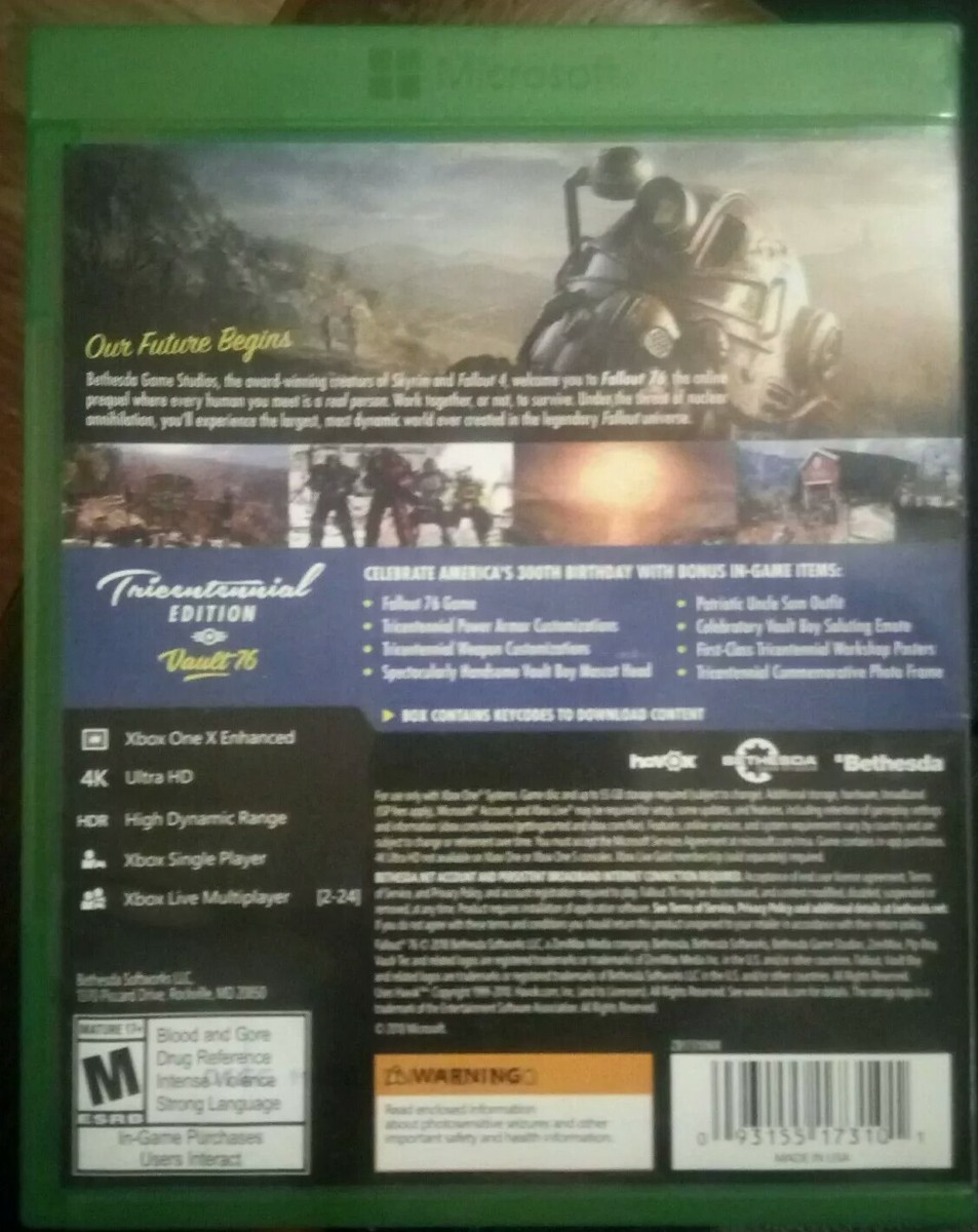 Fallout 76 Tricentennial Edition (USED) Xbox One Video Game XB1 | eBay