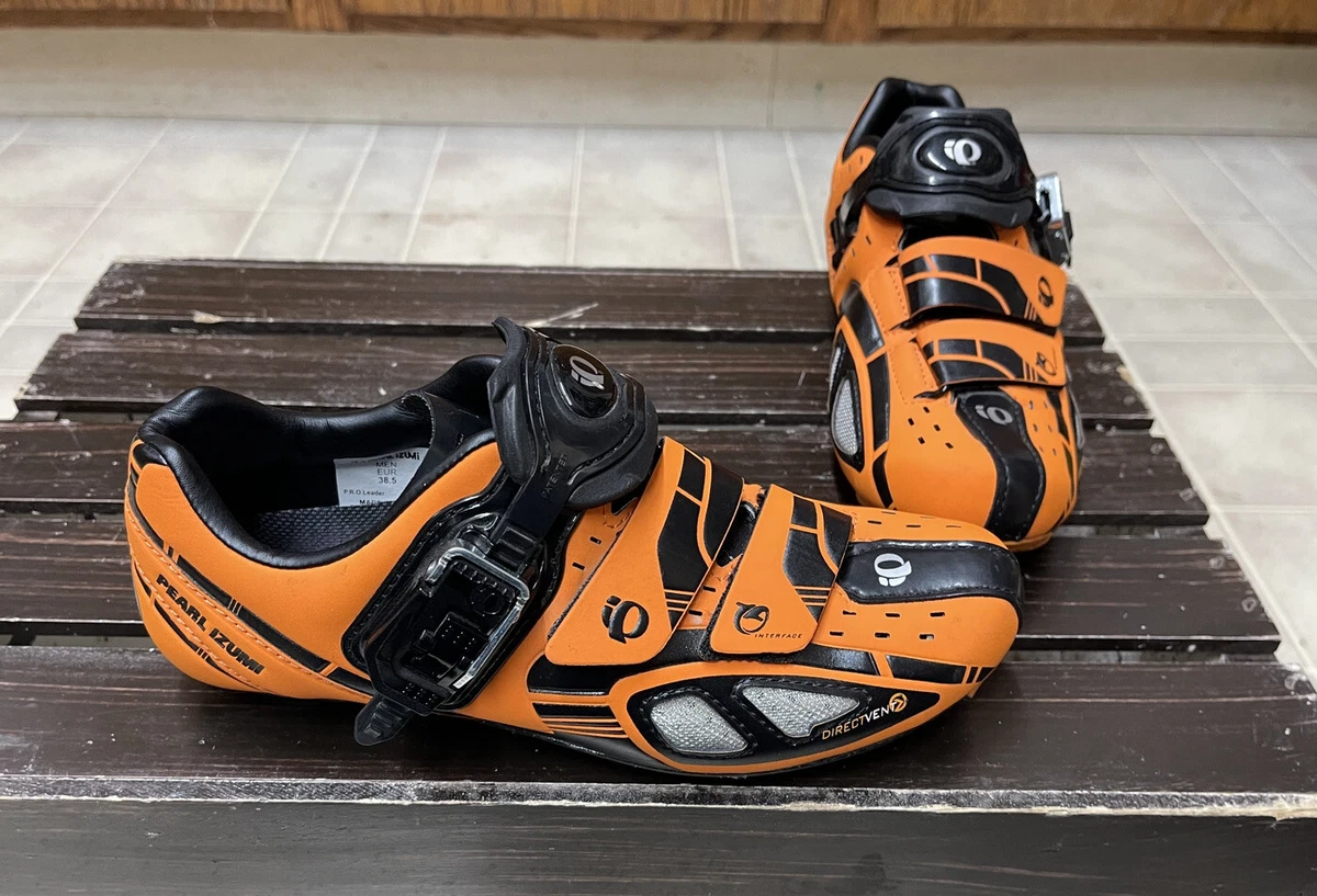 Pearl iZUMi Pro Leader Orange Black Carbon Cycling Road Shoes Mens Size EU  38.5