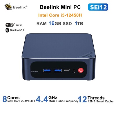 Beelink SEi12 Intel i5 12450H Gaming Office Home Mini PC 16GB 1TB DP PC 4K