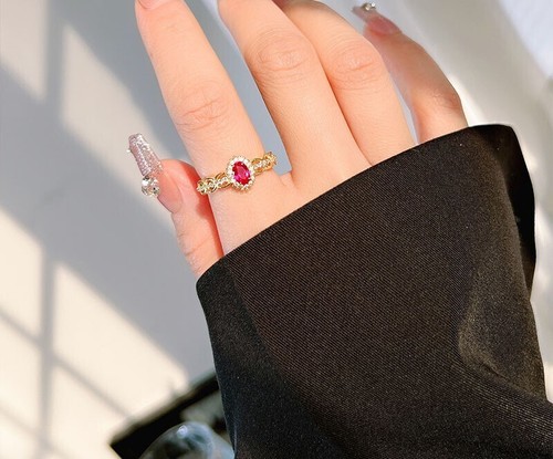 Stunning 2Ct Oval Cut Simulated Pink Ruby Wedding Ring In 14k Yellow Gold Plated - Picture 3 of 8