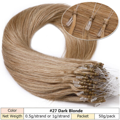 Remy Echthaar Microring Loop Haar Extensions Haarverlängerung 300 Strähnen Blond