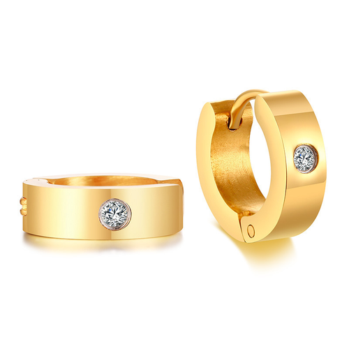 Damen Kinder Edelstahl Ohrringe Klapp-Creolen Zirkonia Ohrschmuck Modeschmuck - Bild 2 von 5