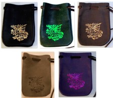 Medium Leather Drawstring Pouch with Griffin Imprint Made in USA Choose Color