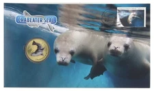 Australia 2018 Issue AAT Crabeater Seal $1 Dollar UNC Coin & Stamp PNC Cover