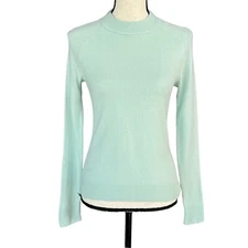 Karen Scott Petite Petite PP Lux Sweater Mock Neck Stretch Lightweight Aqua New