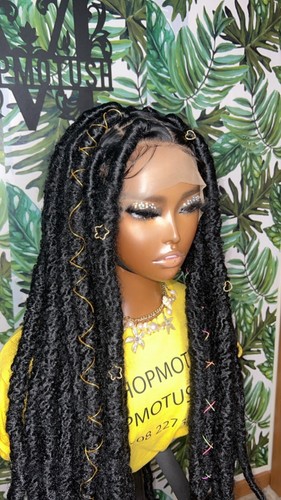 Distressed faux locs full lace Wig. Braided Wig. Messy locs wig. Faux locs Wig - Picture 5 of 11