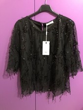 Casacca Donna Maglia Elegante Cerimonia Paillettes Ragazza Matrimonio Nera Nero