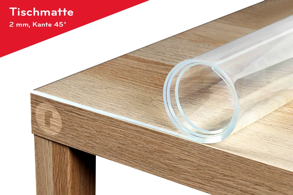 Tischmatte Tischschutz Folie Tansparent 2mm RUND Schutz Tischfolie Kante 45° - Bild 2 von 4