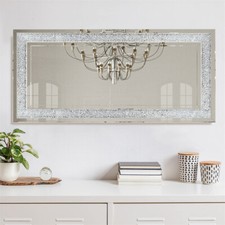 Crystal Crush Diamond Rectangle Silver Mirror for Wall Decor HD Frameless Mirror