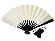 Japanese Samurai War Fan Large Tessen 11.8" White plain feudal warlord bushi