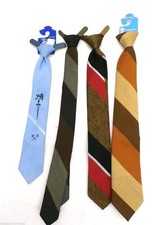 Vintage Boys Clip On Neckties Lot 4 Towncraft Grants 60s Striped Blue