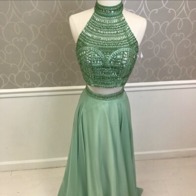 Nwt Sherri Hill Green Jeweled Sequins Mock Neck Two Piece Prom Dress | eBay Nwt Sherri Hill Green Jeweled Sequins Mock Neck Two Piece Prom Dress | eBay