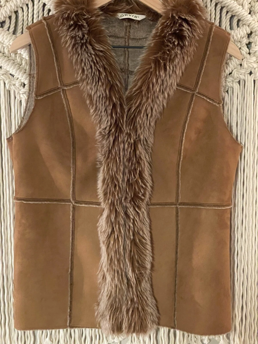 Orvis faux shearling fawn vest size Small