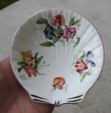 Vintage Hammersley & Co. England Fine Bone China Flowers Shell Candy Dish 