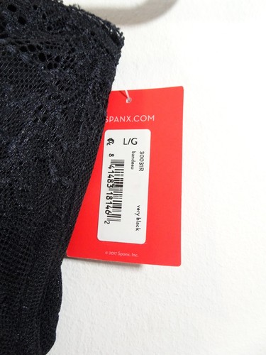 Spanx Undie-Tectable Bandeau Bra Very Black Size L NEW Lace Strapless Wireless - Picture 2 of 5