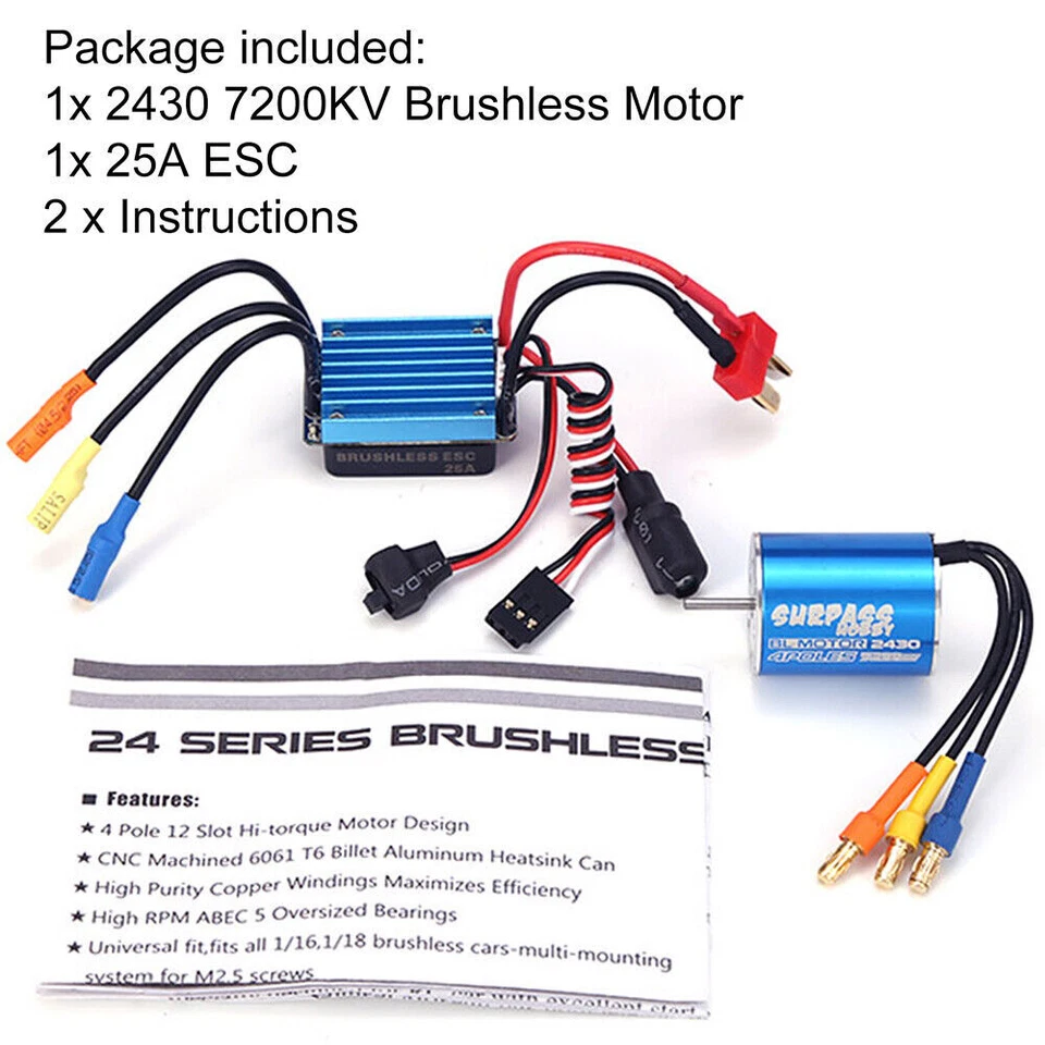 SURPASS HOBBY 7200KV Brushless Motor & ESC Combo for 1/16 1/18 HSP Tamiya RC Car - Image 4 of 4