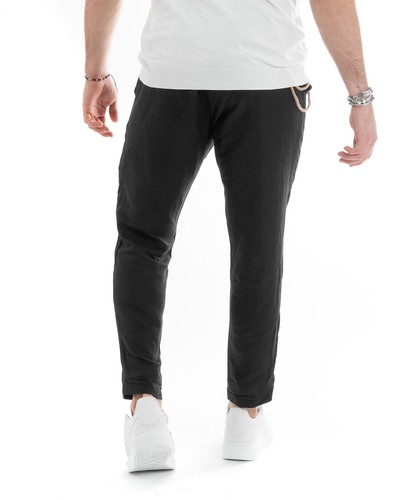 Herren Hose Leinen lang elastisch mit Knopf unifarben Kette Casual GIOSAL - Bild 21 von 60