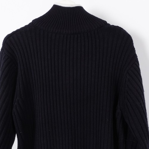 Vintage Men's 90s Diesel 1/4 Zip Knit Wool Sweater Navy Blue Size Large - Picture 15 of 16