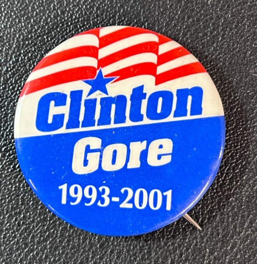 2000s VTG Bill Clinton & Al Gore Promo Pin 1 1/2