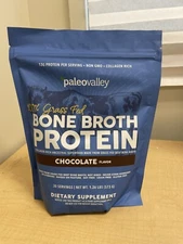 Paleovalley 100% Grass Fed  Beef Bone Broth Protein Powder -Chocolate, Exp8/27