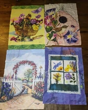 4 Outdoor Garden Treasures Banner Flag Lot 27" x 40" 2-sided Colorful Art NEW 