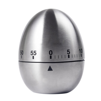 Stainless Steel Creative Mechanical Rotate Timer Egg Shape Manual Countdown