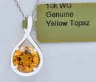 GENUINE 1.96 Cts YELLOW TOPAZ PENDANT 10K  SOLID WHITE GOLD - Free Appraisal — photo 2