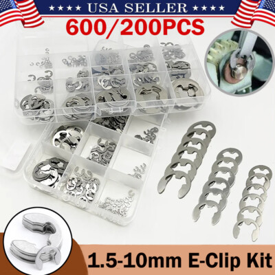 600PCS E-Clip Retaining Ring Retainer Rings Set Kit 304 Stainless Steel ...